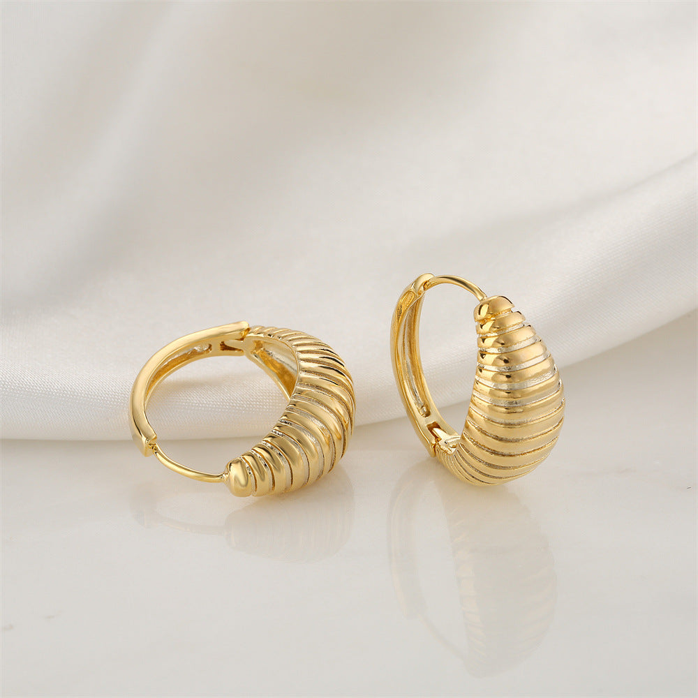 Orecchini vintage minimalisti geometrici rotondi in ottone con placcatura in oro 14 carati e aghi in argento sterling 925