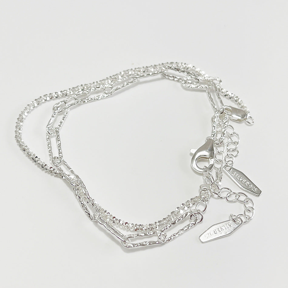 Rustic Floral Style S925 Sterling Silver Cauliflower-Link Bracelet with Plated Finish