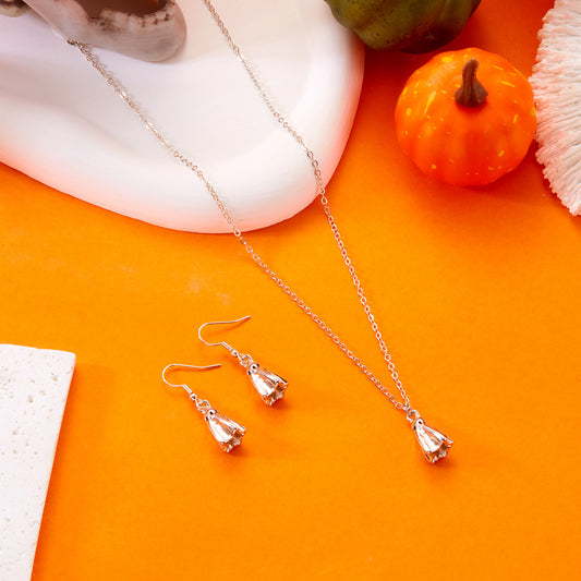 Collar con colgante de fantasma de Halloween para mujer, aleación electrochapada, estilo de dibujos animados y geométrico, versátil y a la moda, cadena para clavícula