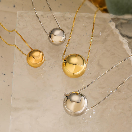 Collar de Cuentas Redondas Geométricas Minimalistas para Mujer en Latón con Baño de Oro