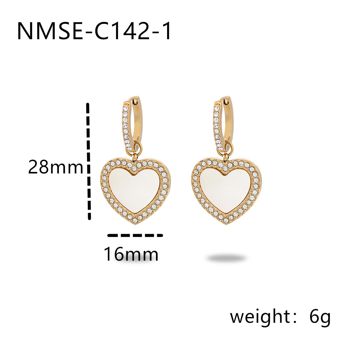 Orecchini da Donna Vintage a Cuore con Strass in Acciaio al Titanio, Gioielli di Moda Minimalisti con Finitura Placcata