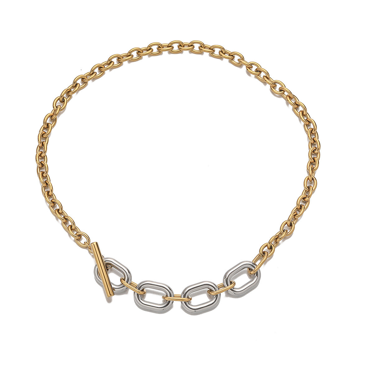 Minimalist Hip-hop Geometric Stainless Steel Necklace with Irregular Design and OT Clasp