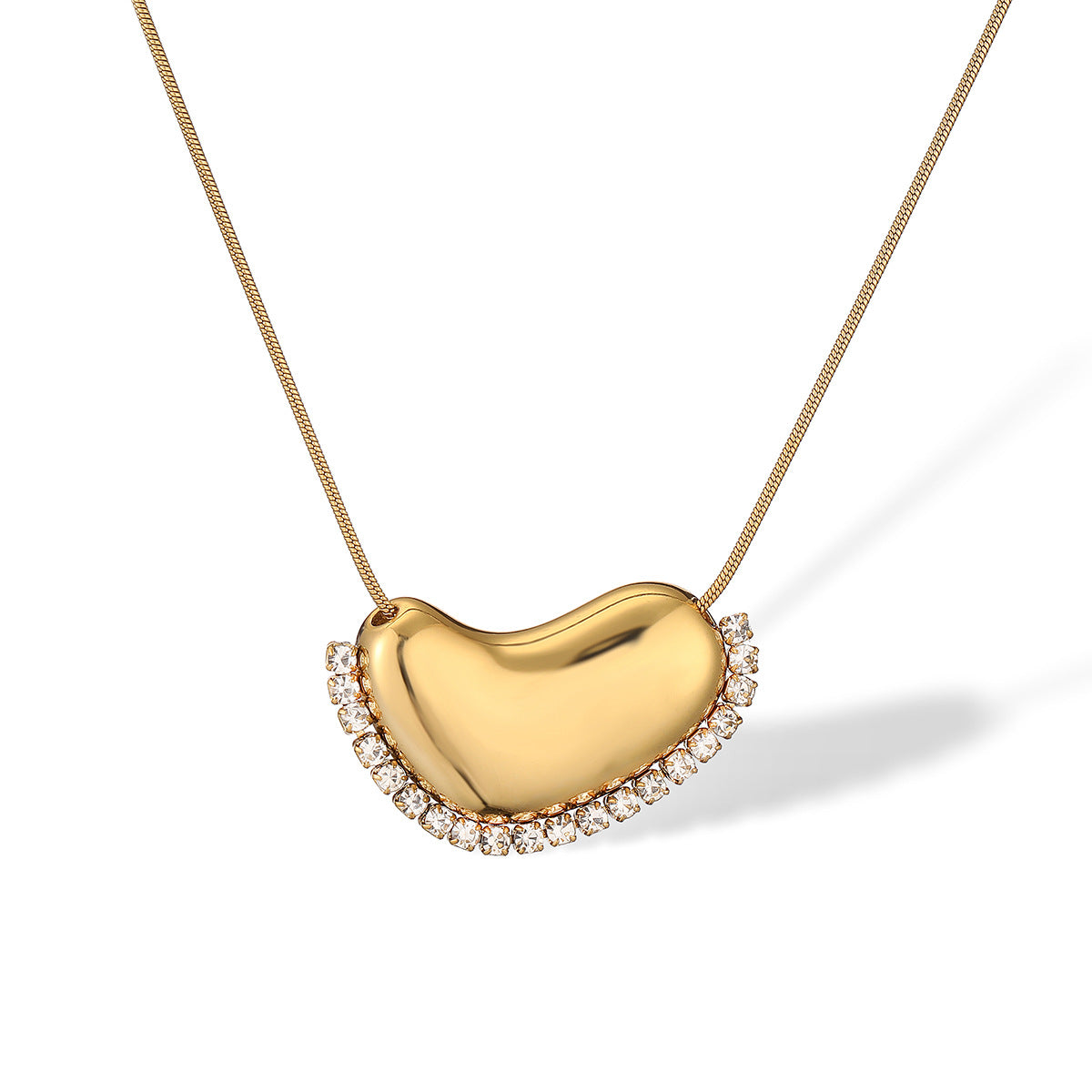 Collana con ciondolo a cuore geometrico minimalista in acciaio inossidabile placcato oro 18K per donna