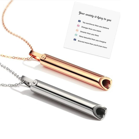 Natural Style Geometric Stainless Steel Pendant Necklace with Titanium Steel Charm and Plated Finish for Mindfulness Breathing and Stress Relief