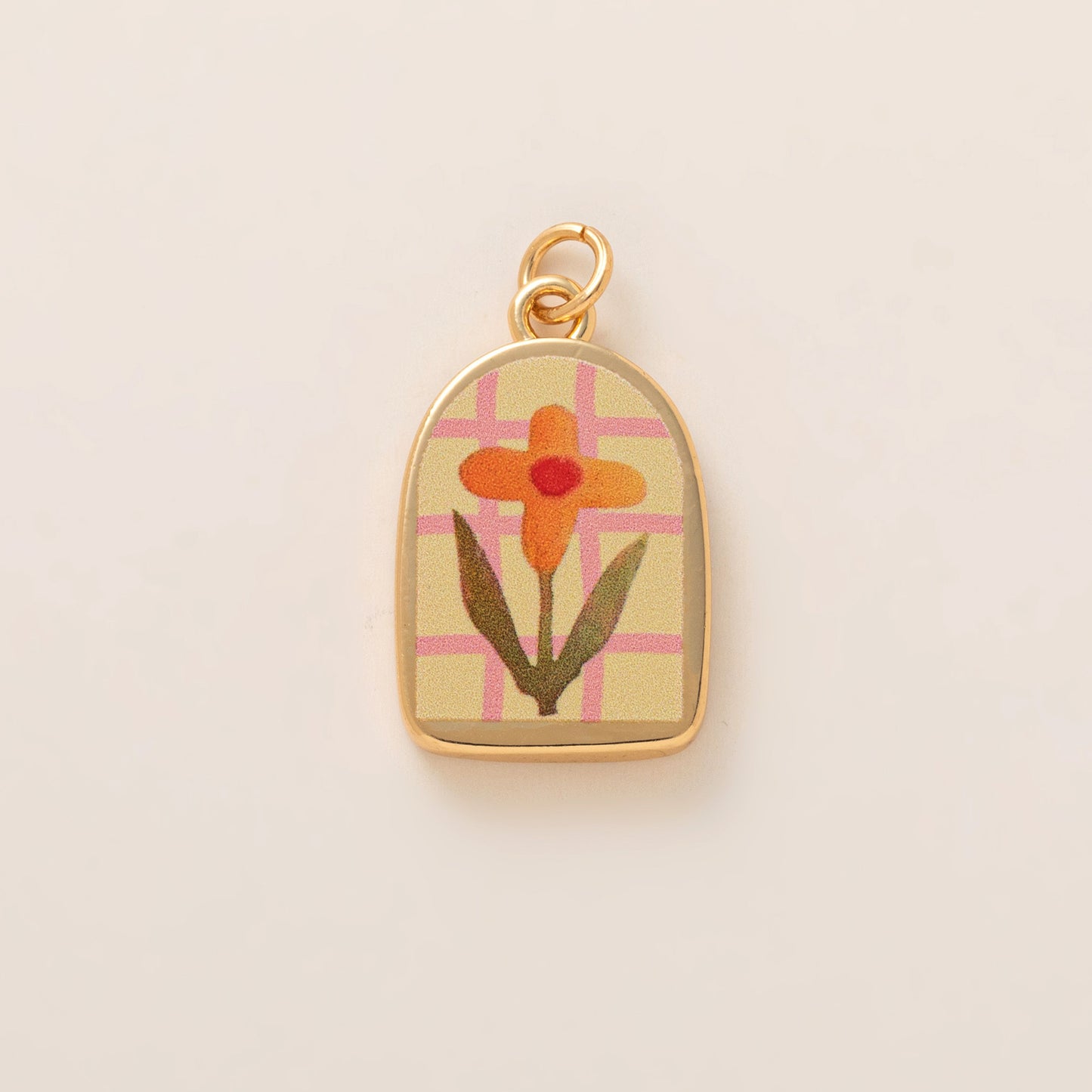 Minimalist Floral Pattern Brass PVD Plated Charm Bar