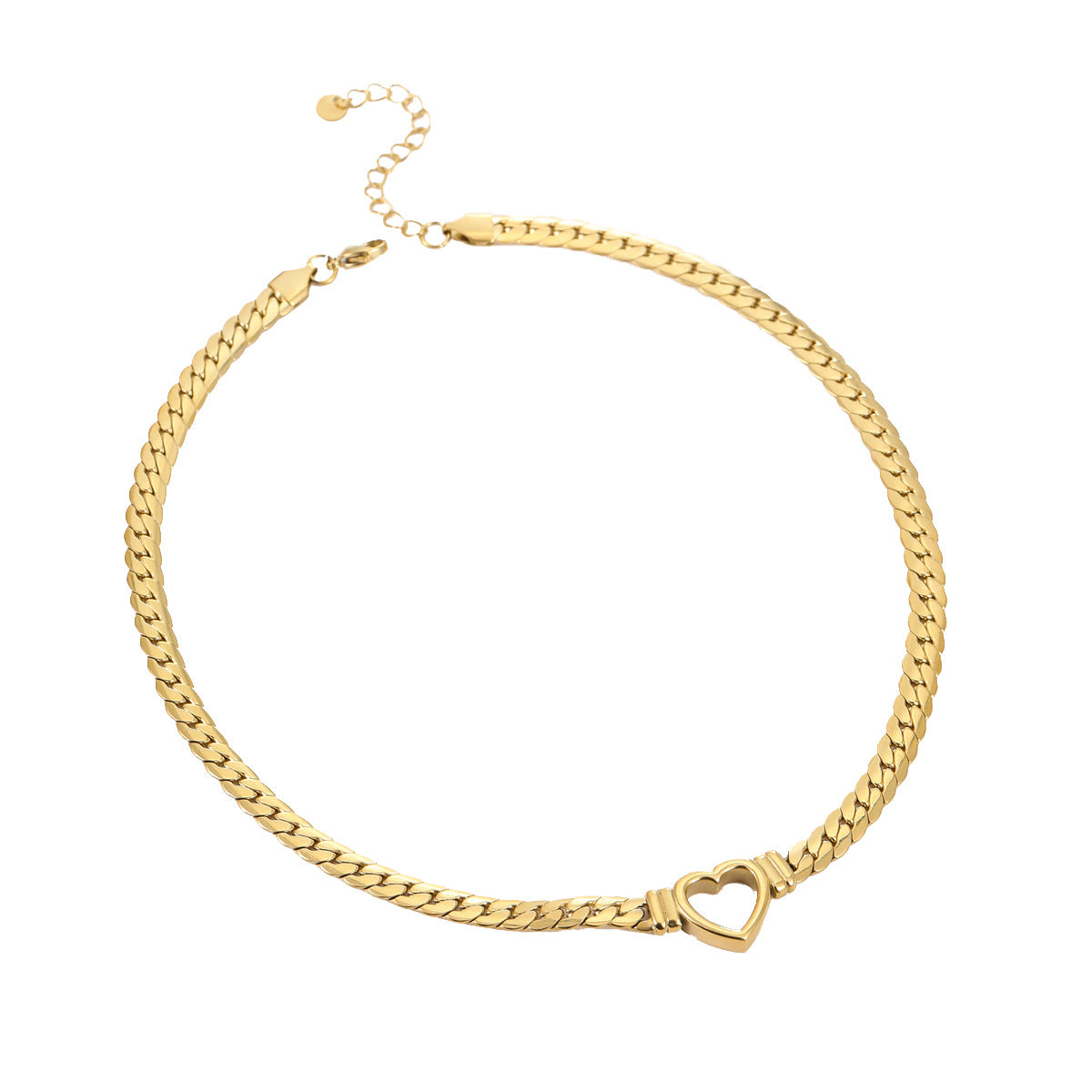 Minimalist Heart-Shaped Stainless Steel Plated Necklace with OT Clasp for Women