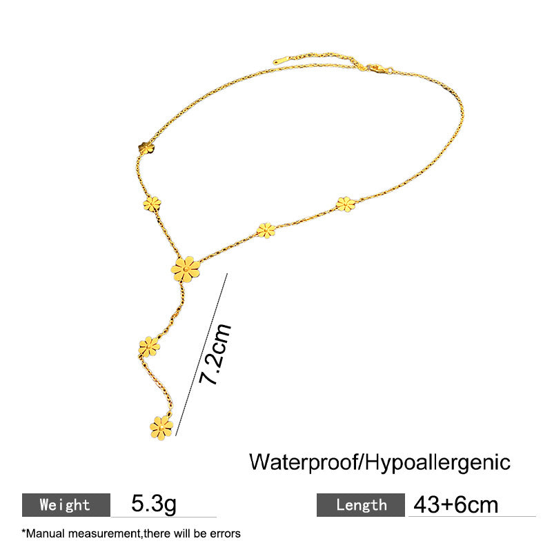 Sweet Streetwear Gold Plated Titanium Steel Sunflower Daisy Pendant Necklace Cable Chain