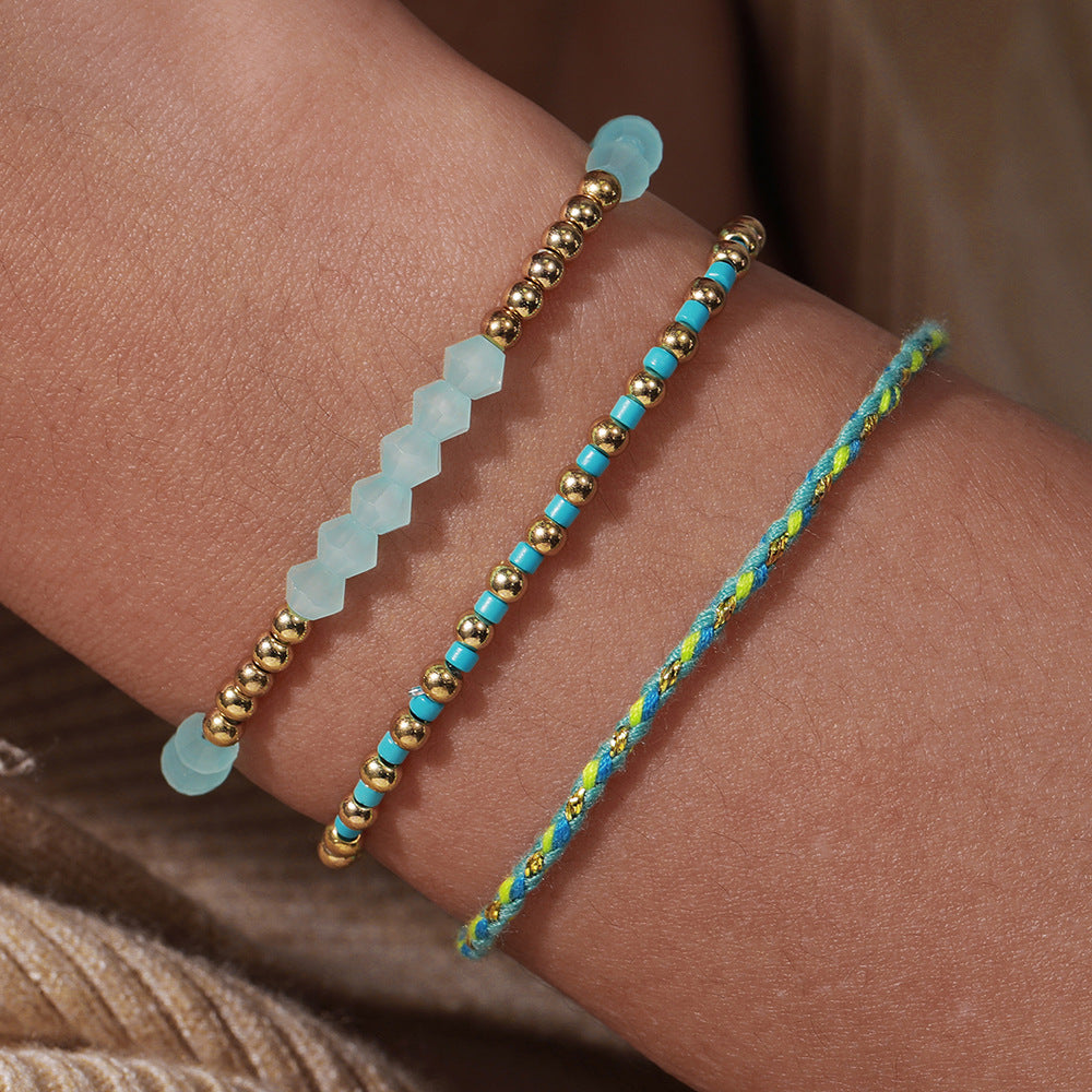 Bohemian Minimalist Geometric Crystal Alloy Bracelet