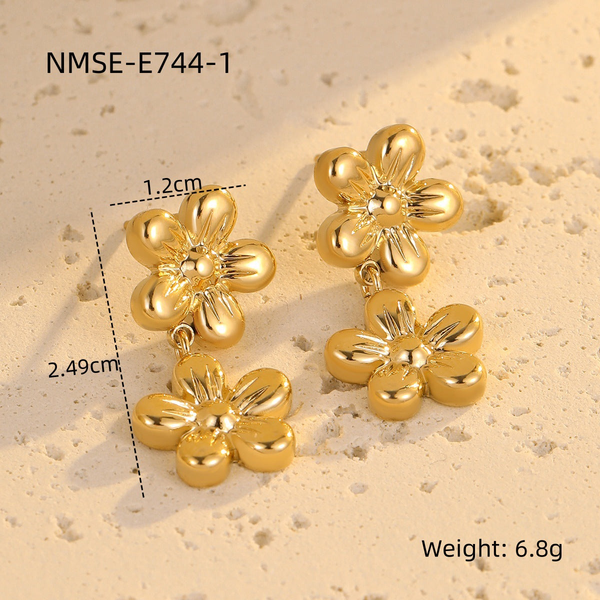Aretes colgantes de acero inoxidable florales minimalistas para mujer con acabado chapado y estética de lujo