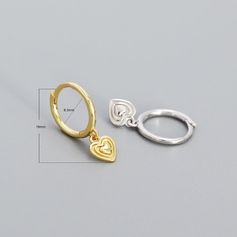 Minimalist Geometric Heart-Shaped Sterling Silver Clip-On Earrings for Women with Plated Finish