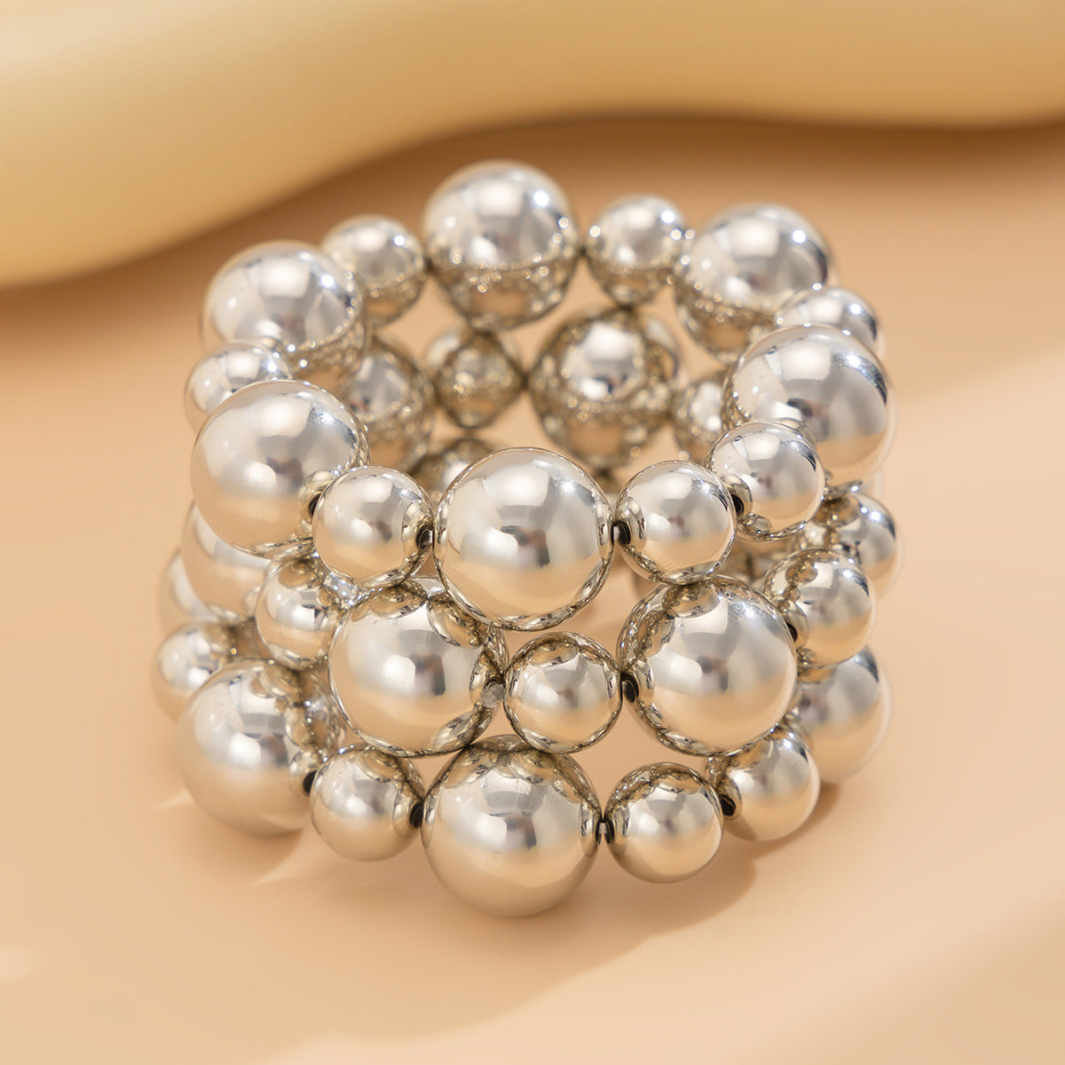 Exaggerated Geometric Pearl Beaded Bracelet Set Plated Resin Jewelry for Women