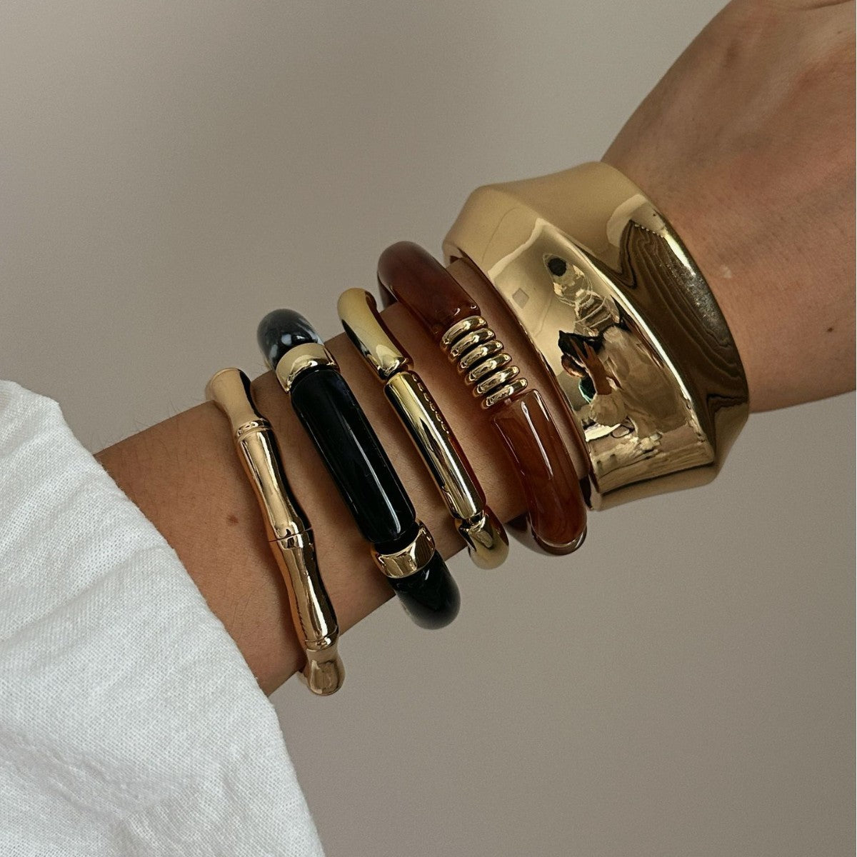 Geometric Alloy Plated Bracelet Set