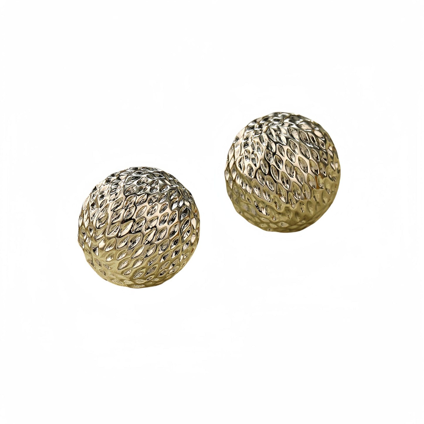 Orecchini a perno tondi da donna in acciaio inossidabile con texture martellata, finitura placcata, stile minimalista