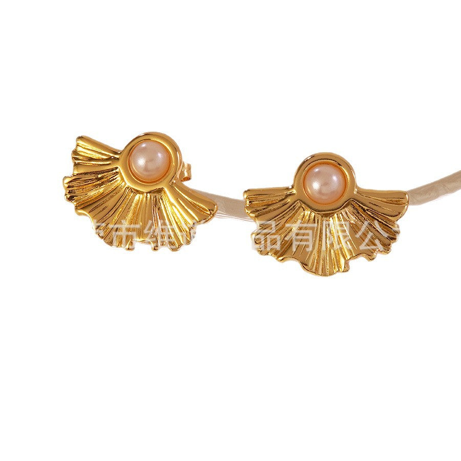 Orecchini da donna in acciaio inossidabile con intarsio geometrico floreale elegante