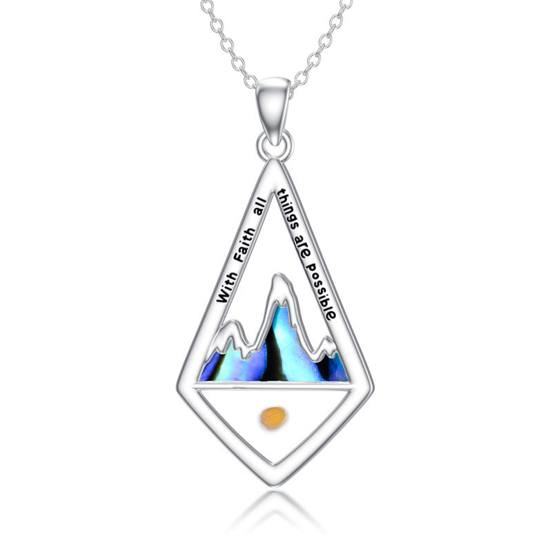 Minimalist Geometric Hill Mustard Seed Faith Necklace in Stainless Steel with Polished Finish