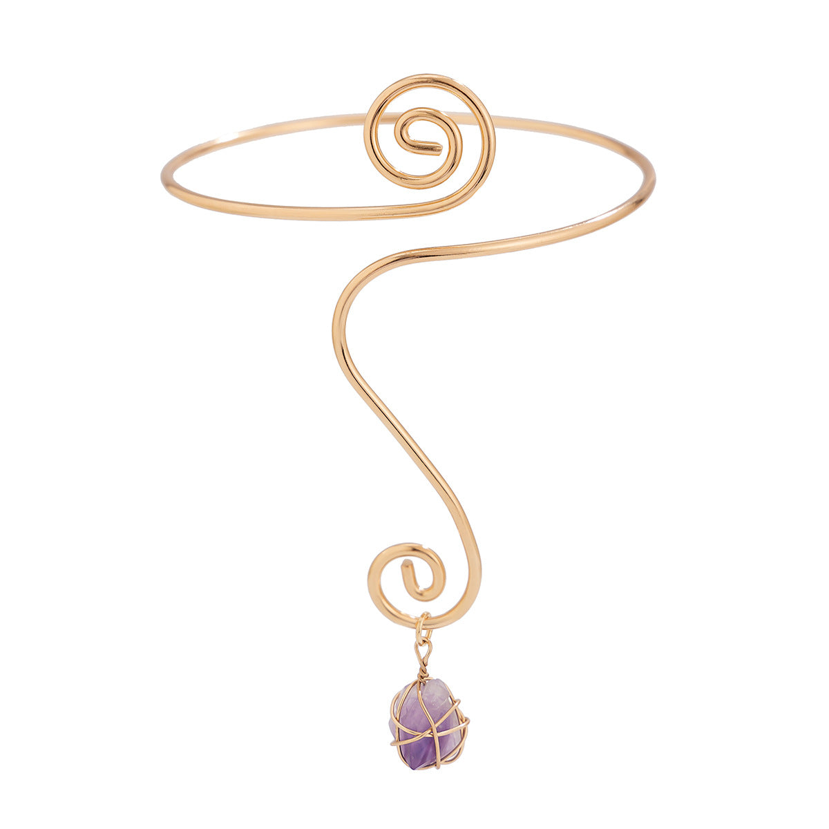 Pulsera abierta de cadena para el brazo, estilo hip hop, con diseño de espiral entrelazada de diamantes de imitación, borla y detalles circulares