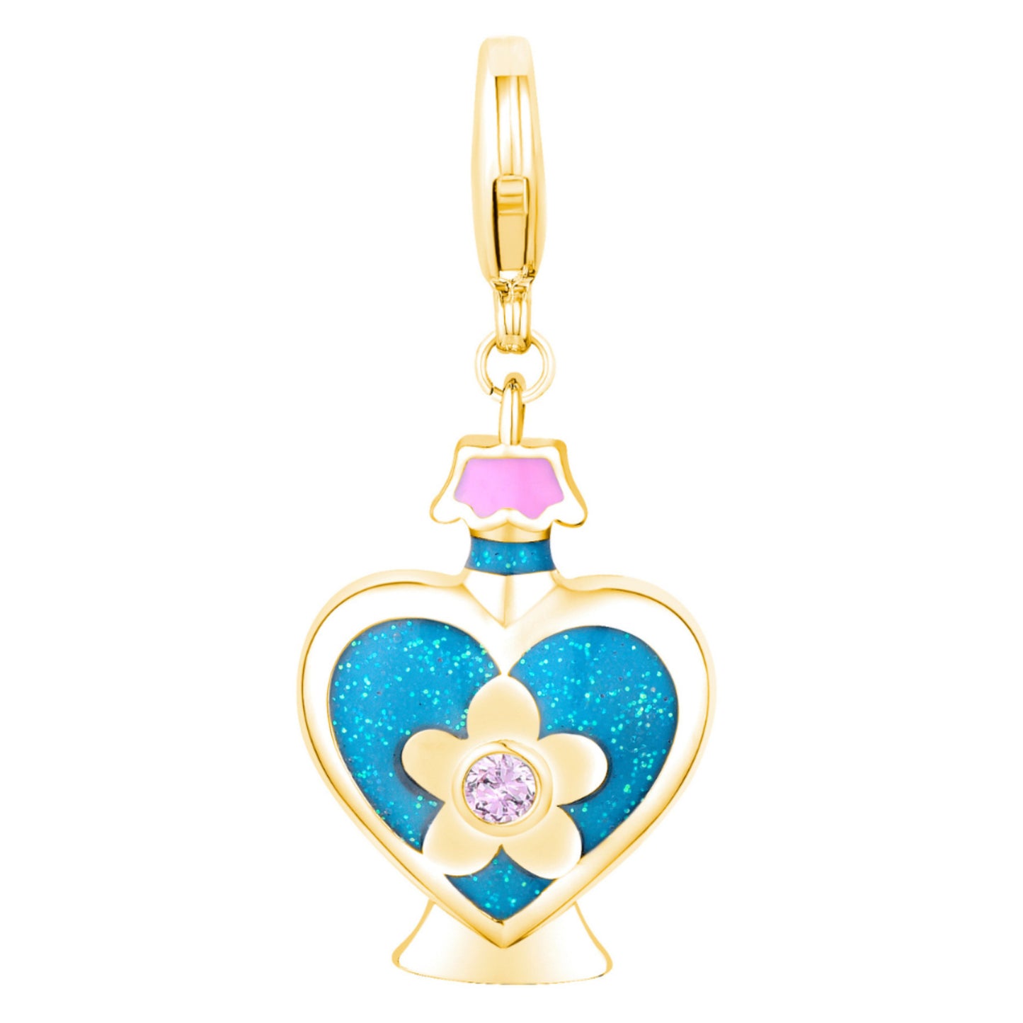 Colorful Cartoon Heart Stainless Steel 18K Gold Plated PVD Charm Bar for Unisex DIY Jewelry Making 9g