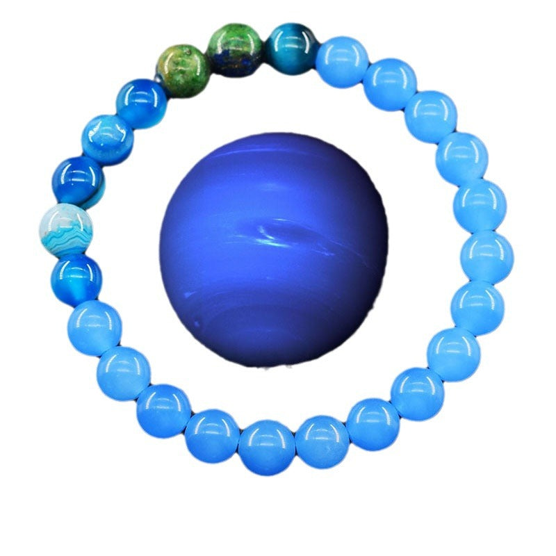 Classic Sweet Natural Gemstone Round Geometric Stretch Bracelet Unisex Jewelry Gift
