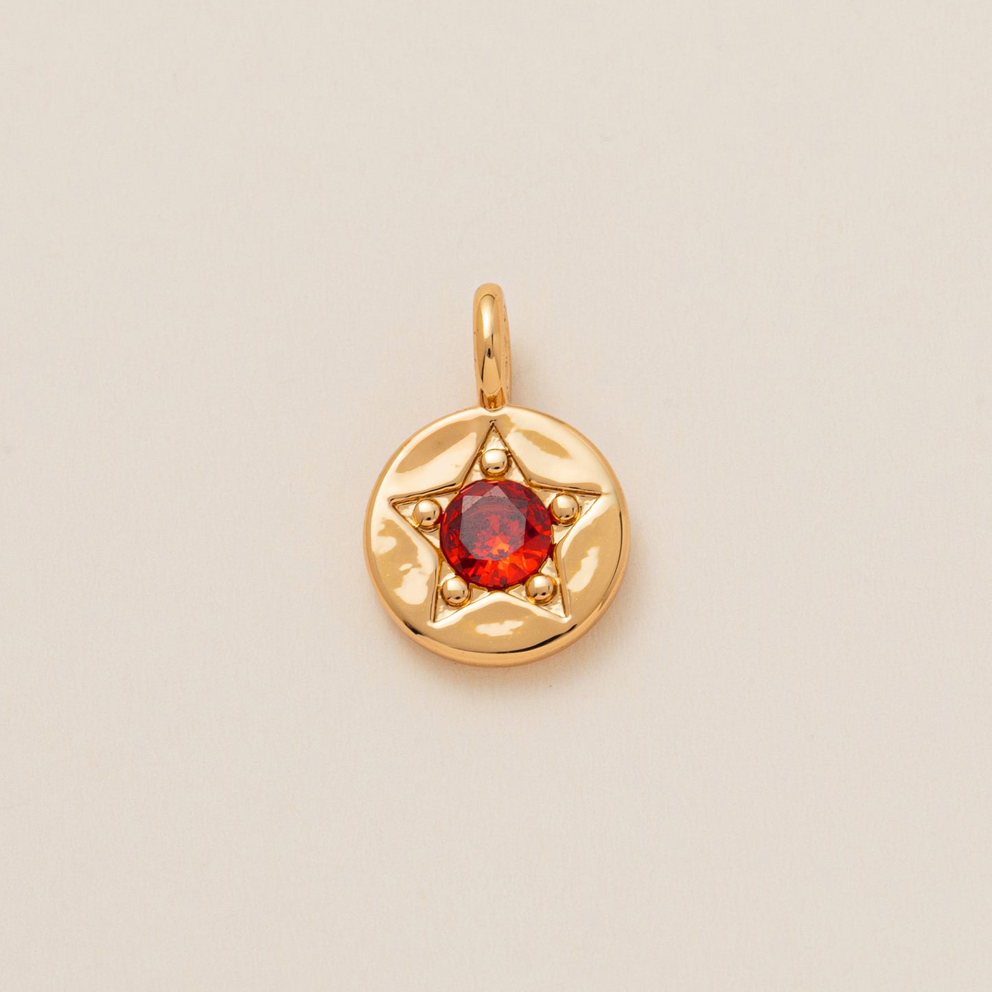 Colorful Cubic Zirconia Star Round Pendant Brass Plated Necklace Charm Bar for December Birthstone
