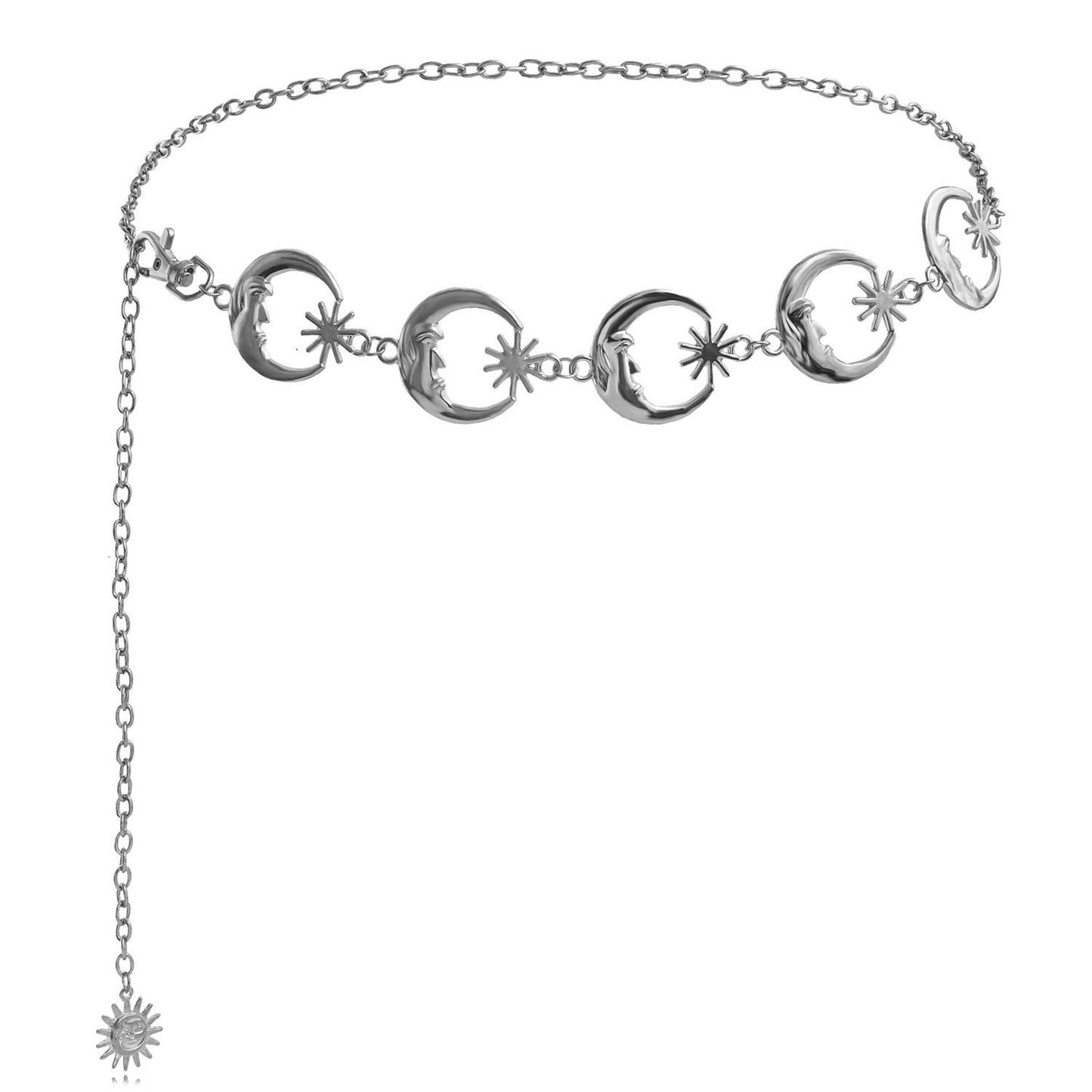 Punk Streetwear Sun Moon Metal Body Chain for Women