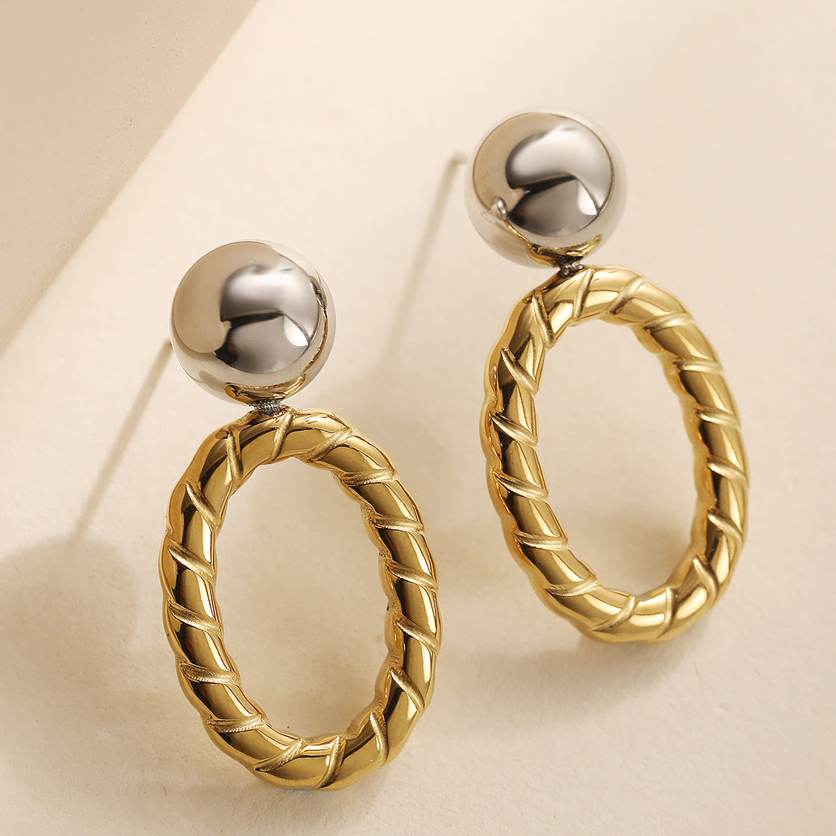 Minimalist Geometric 18K Gold Plated Stainless Steel Earrings for Women