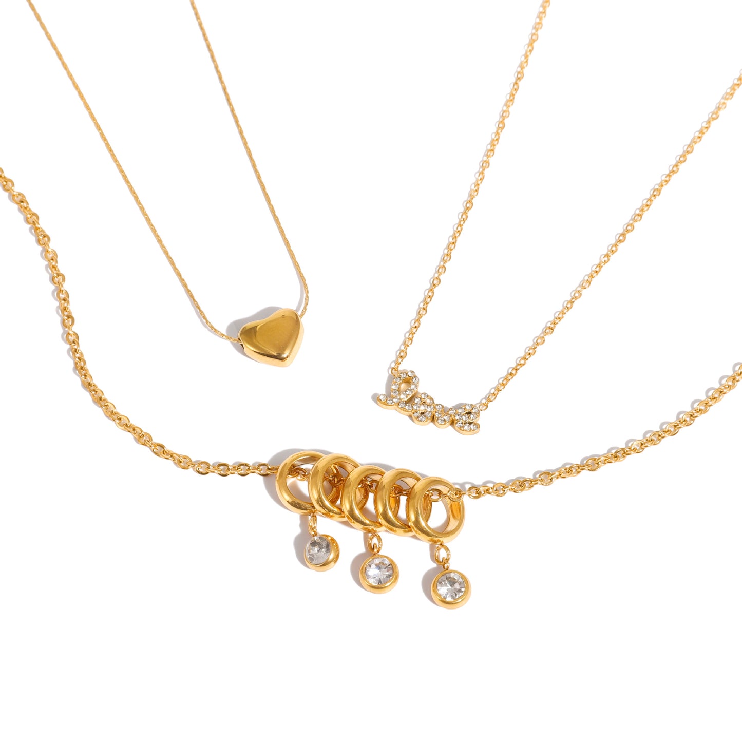 Minimalist 18K Gold Plated Heart Geometric Stainless Steel Necklace for Women