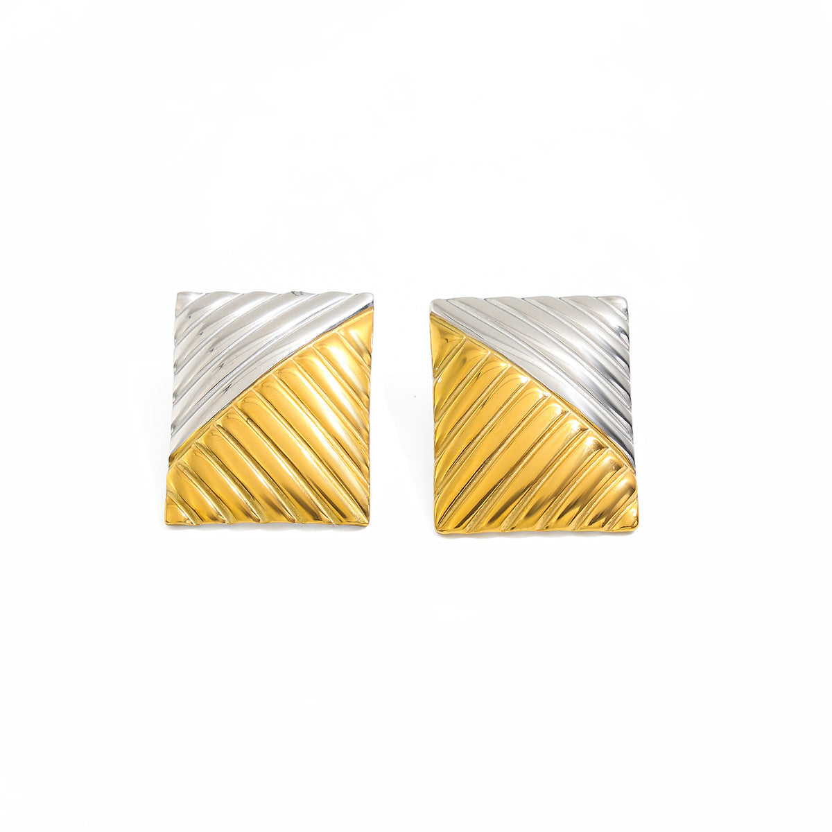 Punk Geometric Square Stainless Steel Earrings with 18K Gold PVD Plating