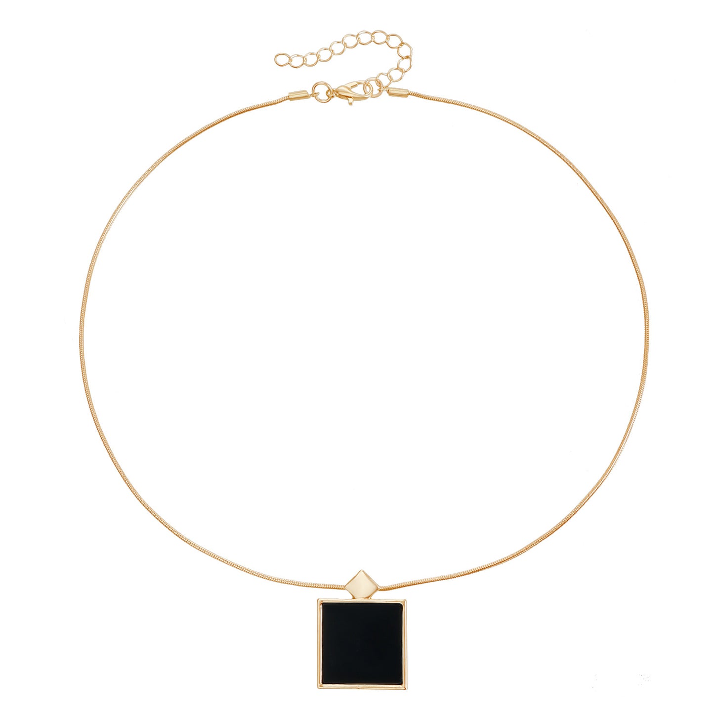 Geometric Square Pendant Clavicle Necklace in Alloy with Electroplating Finish for Women