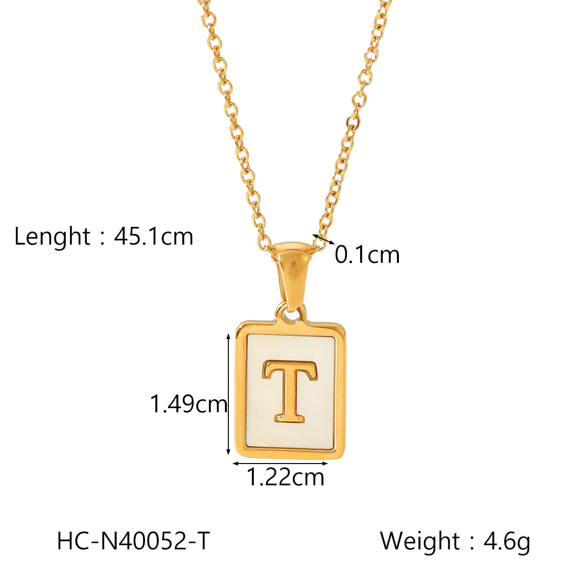Minimalist Letter Pendant Necklace in Titanium Steel with 18K Gold Plating on Stainless Steel Chain for Women