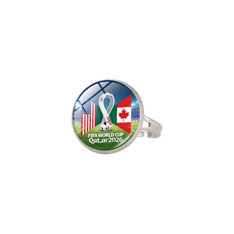 Vintage Sporty Geometric Alloy Plated Ring Unisex World Cup Trophy Pattern Jewelry