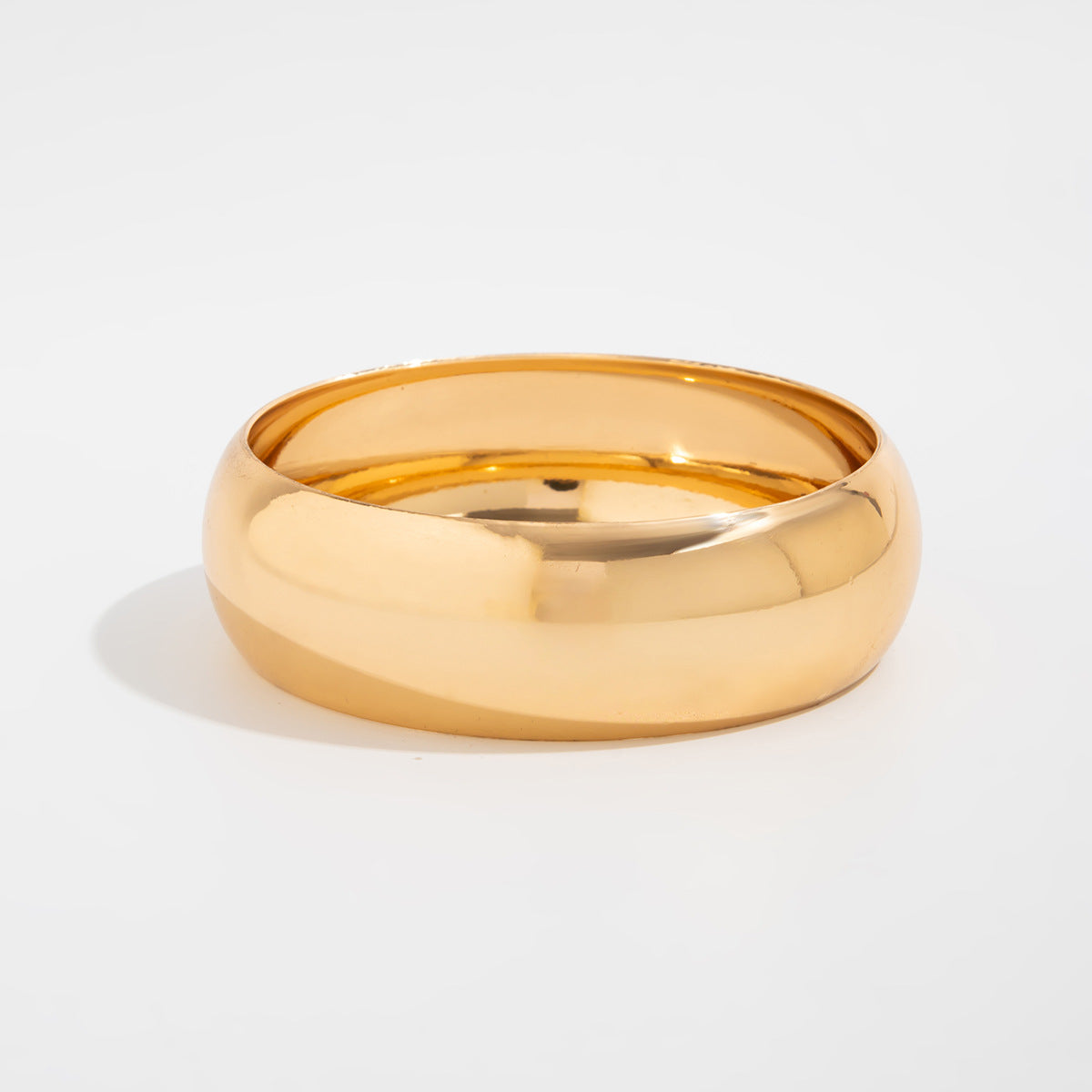 Minimalist Geometric Acrylic and Metal Wide Bangle Bracelet for Women with Polished Curved Surface and Plated Finish
