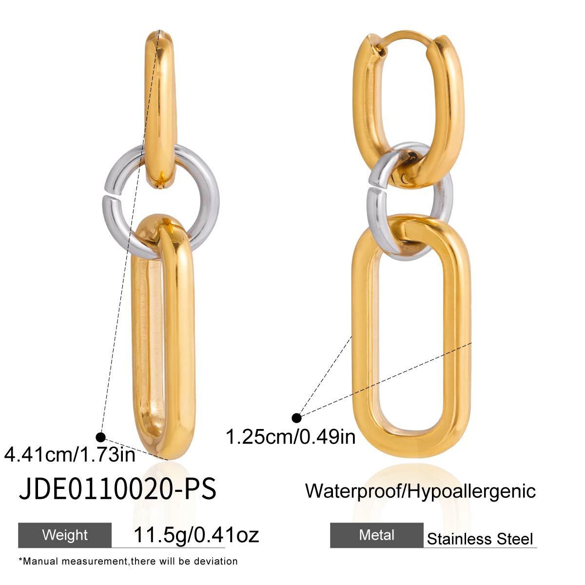 Luxury Geometric Two-Tone Plated Stainless Steel Hoop Earrings for Women