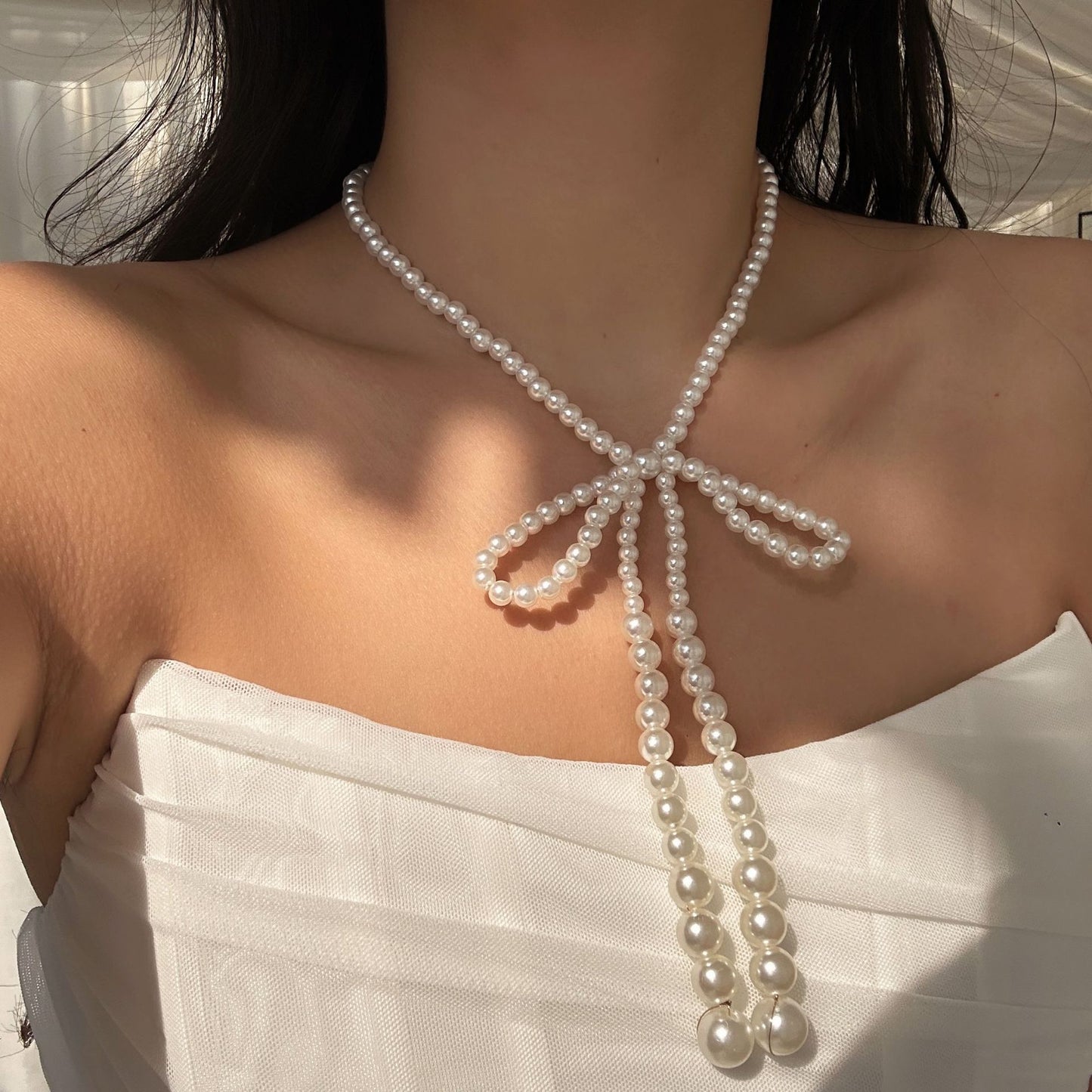 Vintage Luxury Geometric Rhinestone and Imitation Pearl Beaded Layered Necklace for Women