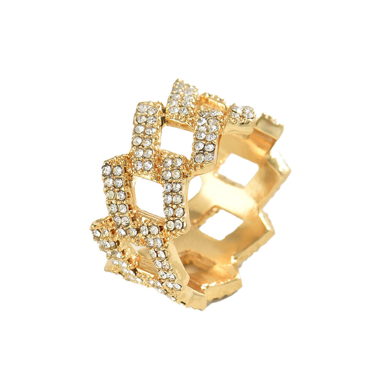 Anillo de aleación con circonita en forma de rombo geométrico minimalista para mujer, estilo moderno para ir al trabajo