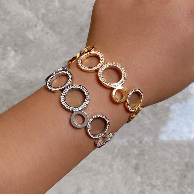 Vintage Geometric Oval Titanium Steel Plated Bracelet for Women