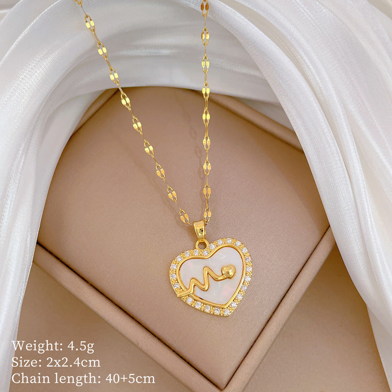 Collar de titanio con diamantes de imitación, cielo estrellado geométrico, para mujer, cadena de labios minimalista, estilo dulce