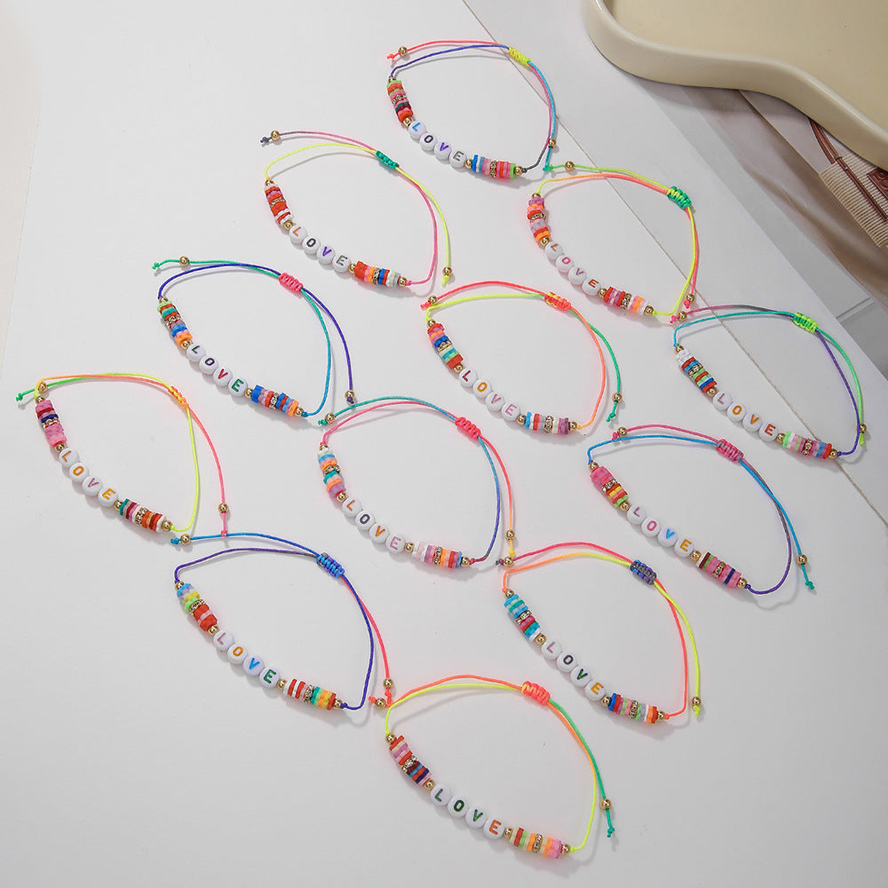 Colorful Letter LOVE Geometric Resin Bracelet for Unisex