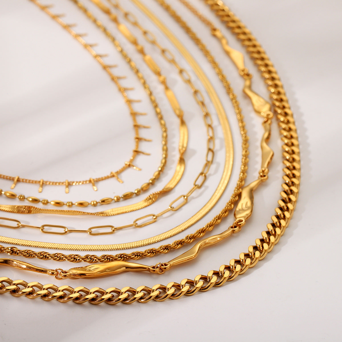 Ins Style Geometric Stainless Steel Cuban Chain Snake Chain Twisted Chain Cross Necklace for Women