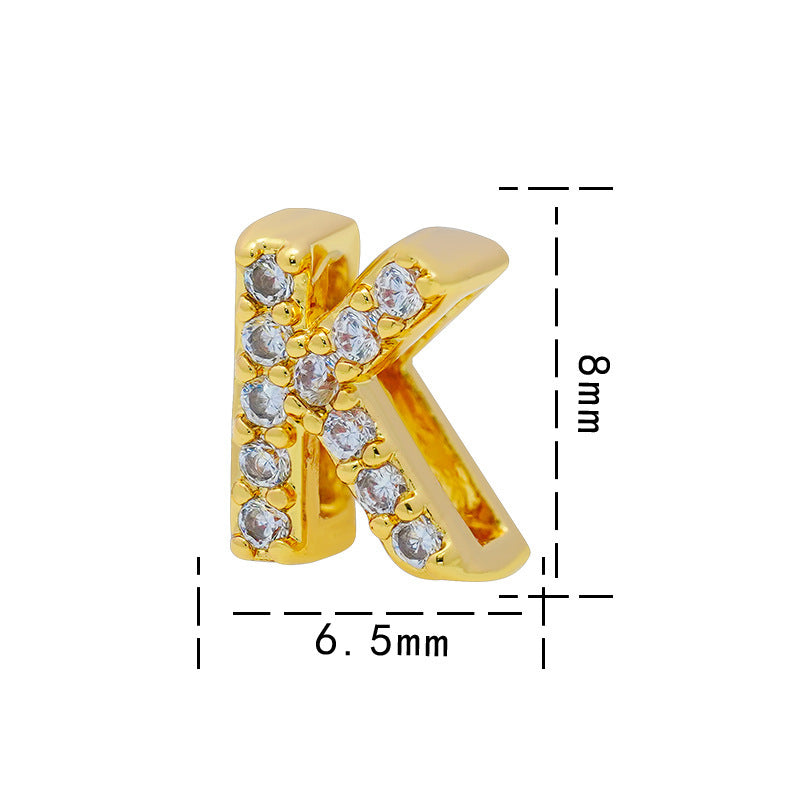 Collana con Ciondolo a Lettera Minimalista da Donna in Acciaio al Titanio con Placcatura in Oro 18K e Strass su Catena O-Ring