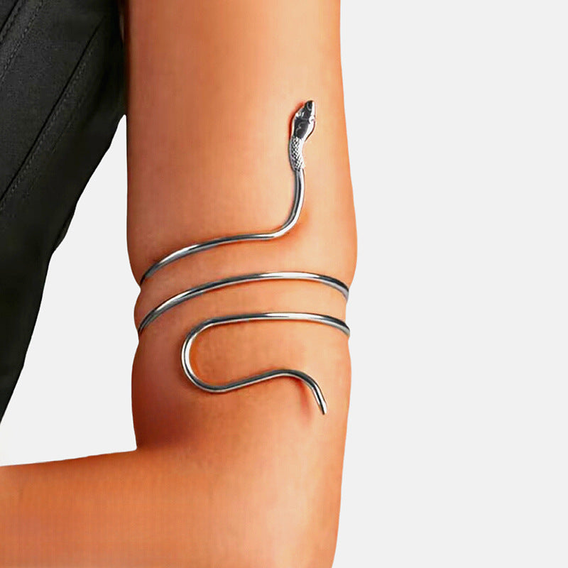 Vintage Twisted Snake Shape Alloy Plated Animal Cuff Bracelet for Women and Men