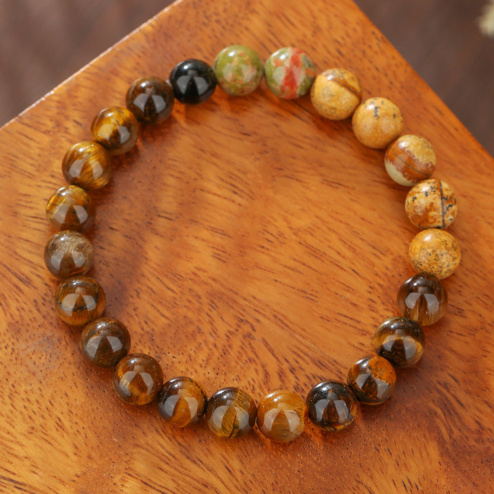 Geometric Round Planet Beaded Bracelet Alloy Gemstone Unisex