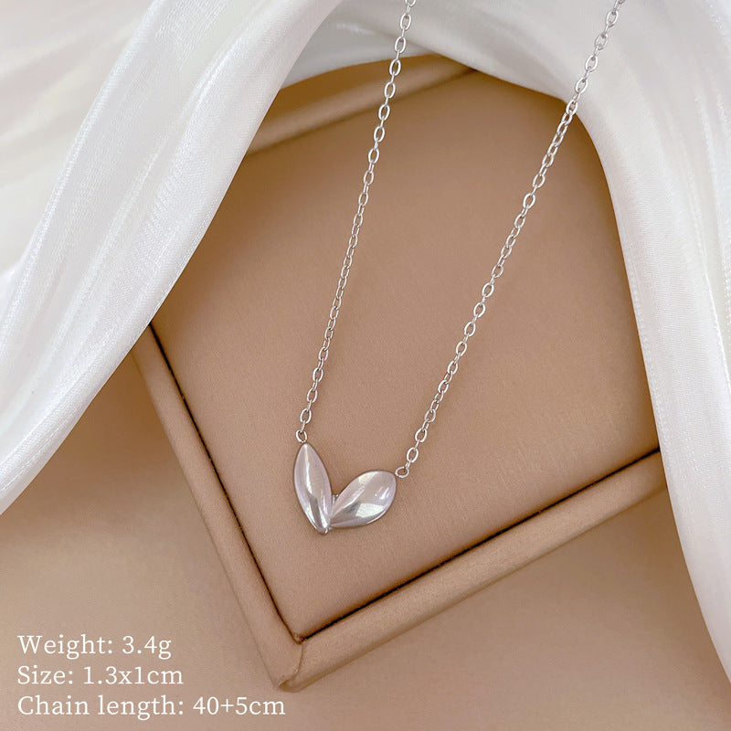 Minimalist Geometric Gold-Plated Titanium Steel Necklet for Women with Plant Bud Pendant