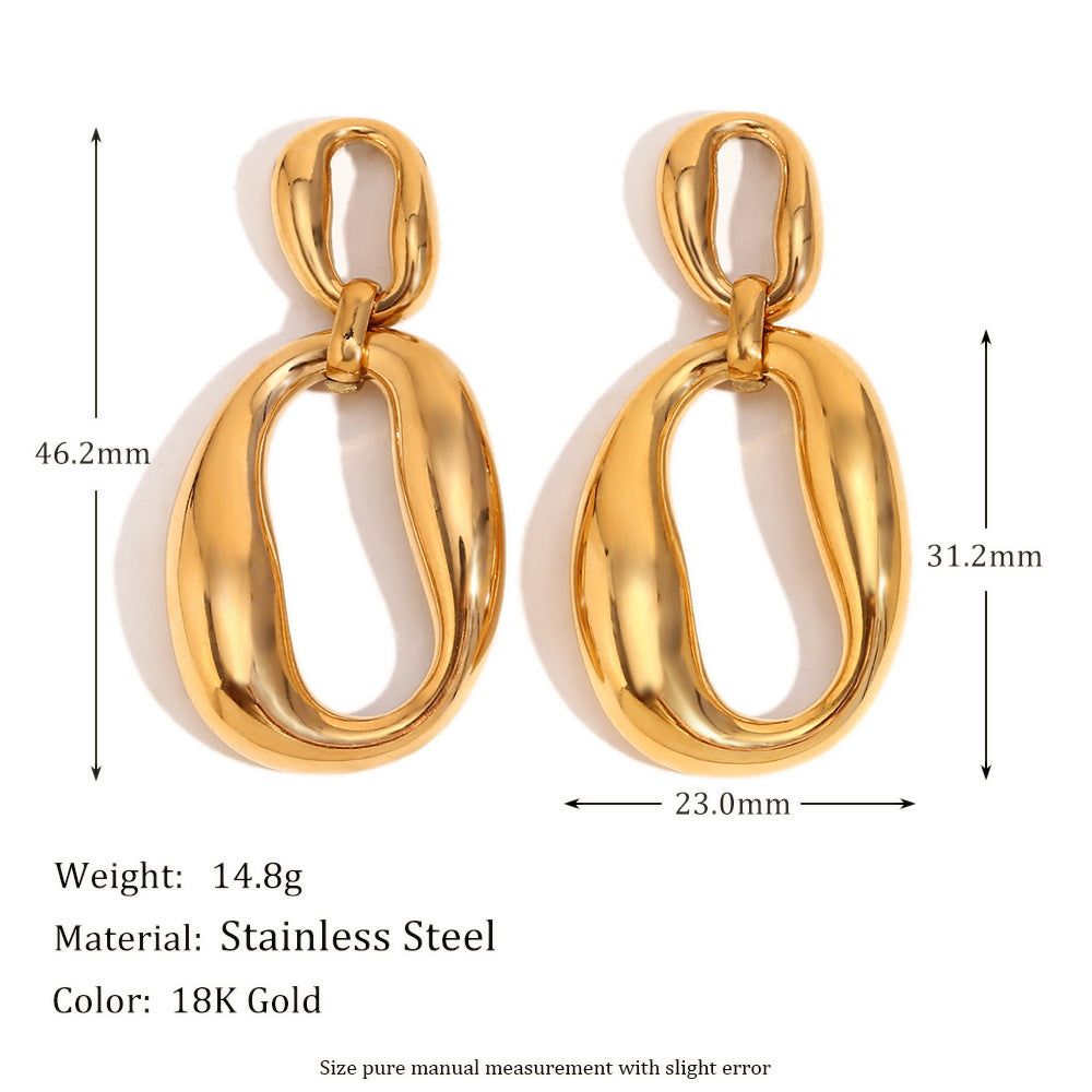 Orecchini da donna minimalisti geometrici in acciaio inossidabile con placcatura in oro 18K