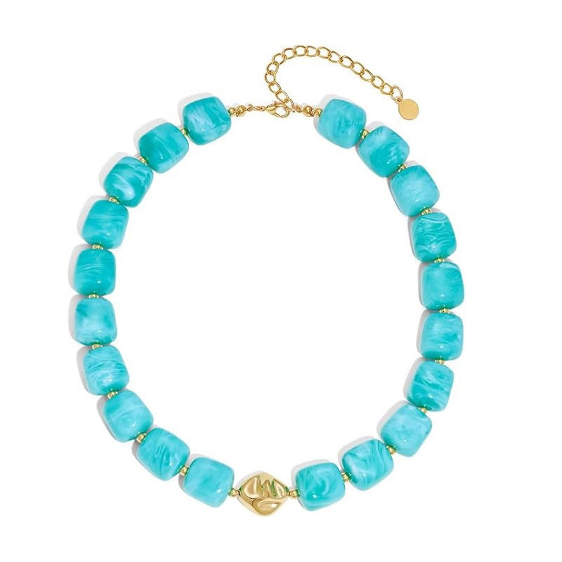 Casual Geometric Resin Polished Necklace for Women