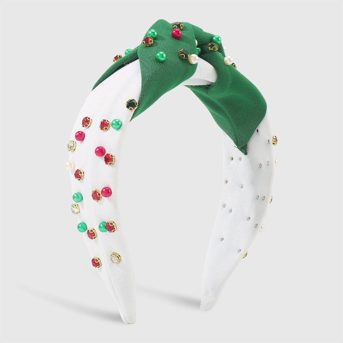 Fascia per Capelli Natalizia Dolce e Audace con Strass e Perle, Cerchietto Festivo a Fascia Larga da Donna