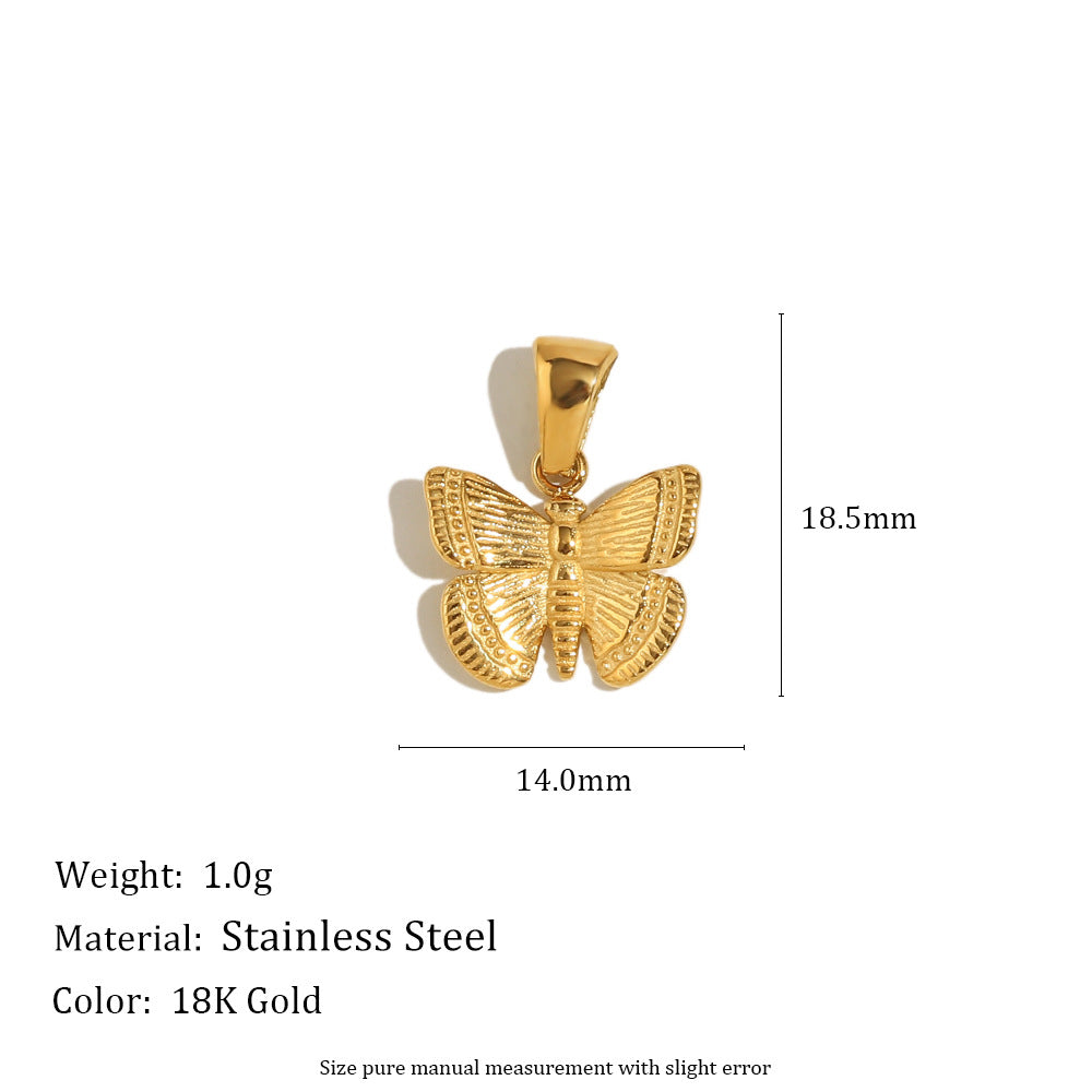 18K Gold Plated Stainless Steel Animal Bee Coin Shell Cubic Zirconia Pendant Charm Bar