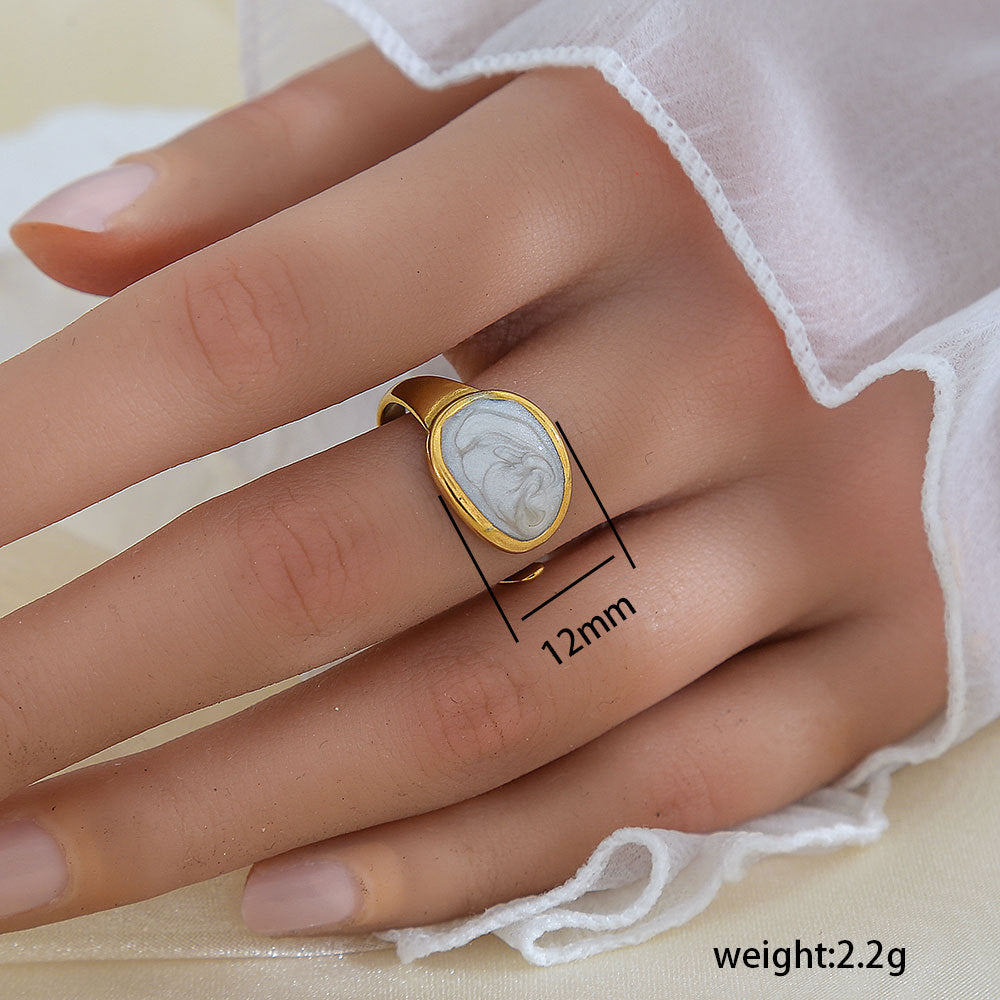 Anello Minimalista a Forma di Foglia in Acciaio Inossidabile Placcato Oro 18K da Donna e da Uomo