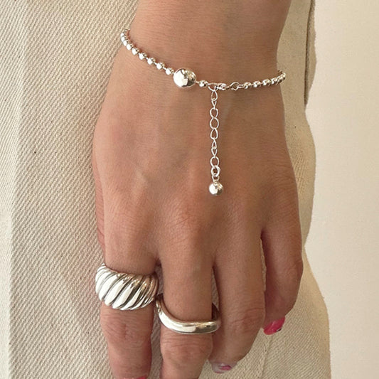 Pulsera Minimalista de Cuentas Redondas de Plata de Ley 925 Joyería Hecha a Mano
