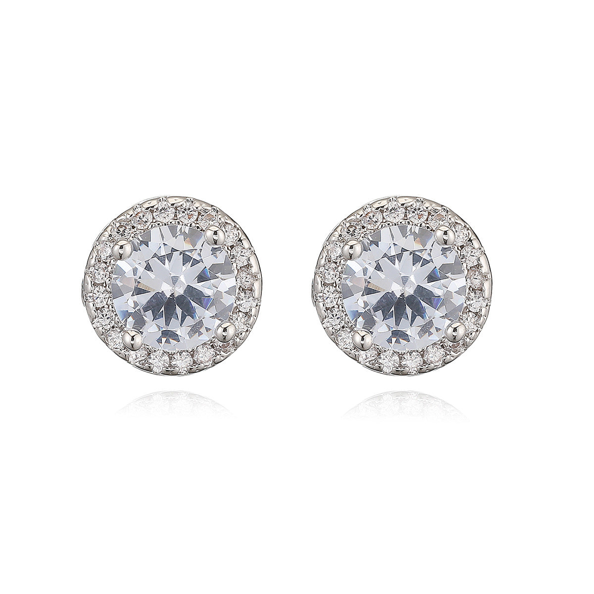 Minimalist Luxe Copper Earrings with 18K Gold Plating and Round Zirconia Accents for Women