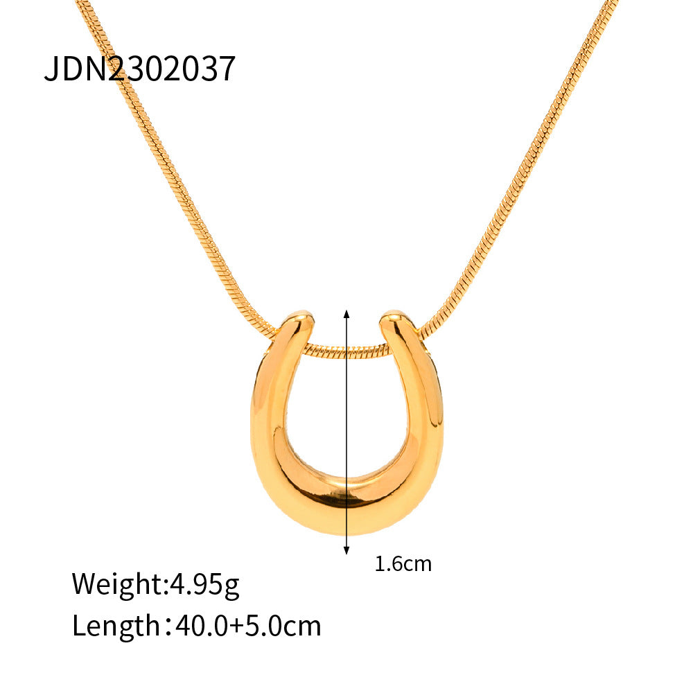 Trendy Asymmetric 18K Gold Plated Stainless Steel Pendant Necklace for Women